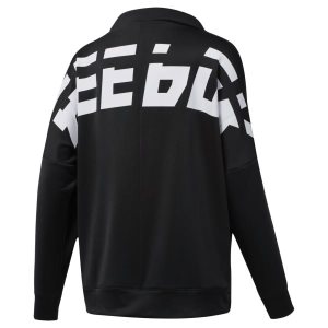 Reebok WOR Meet You There Graphic Funnel Kapuzenpullover Damen - Schwarz - DE 679-MRB